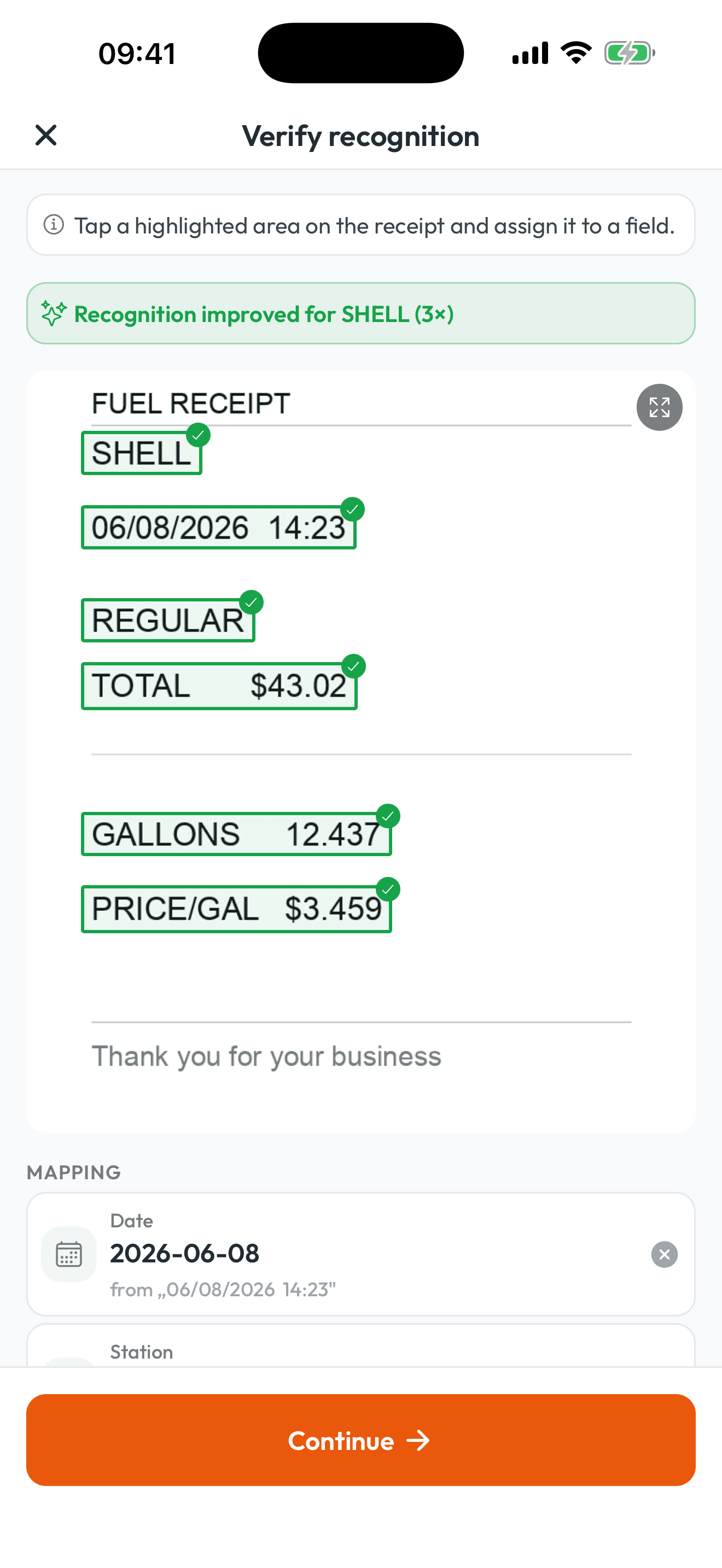 Check & correct – Tap detected values to confirm or correct them in seconds
