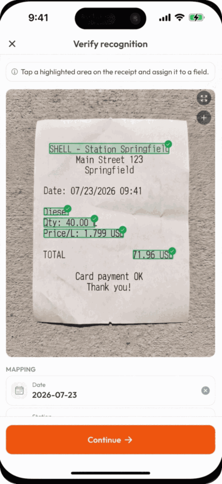 Check & correct – Tap detected values to confirm or correct them in seconds