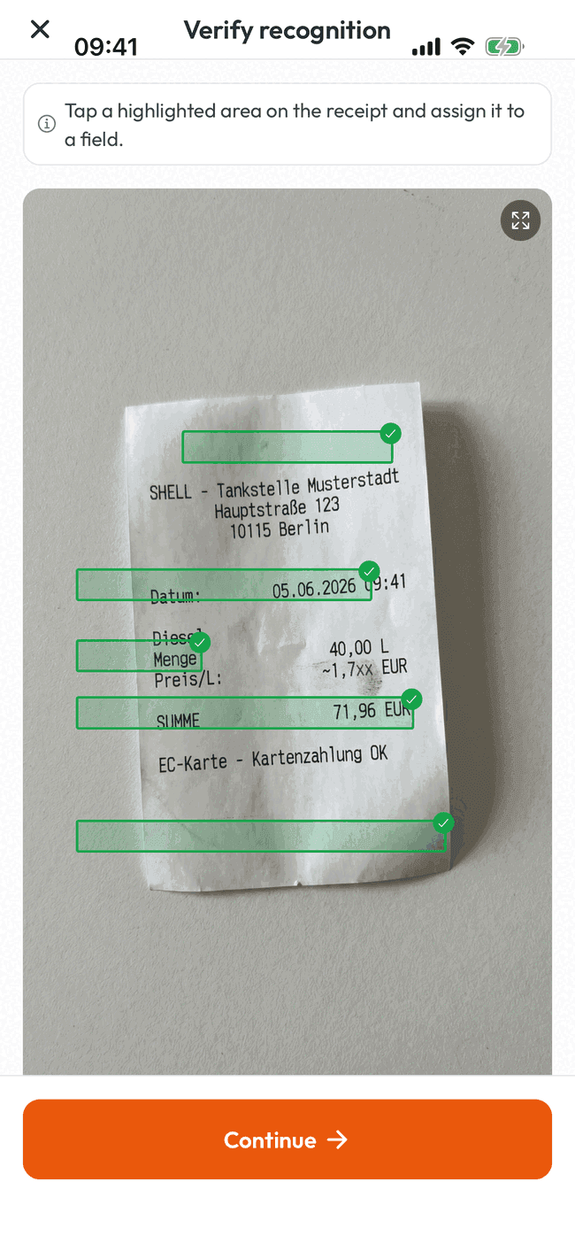 Check & correct – Tap detected values to confirm or correct them in seconds